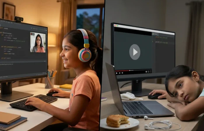 Live Coding vs Recorded Courses for Kids: An Honest Guide for Indian Parents (2026) | ForSyntax