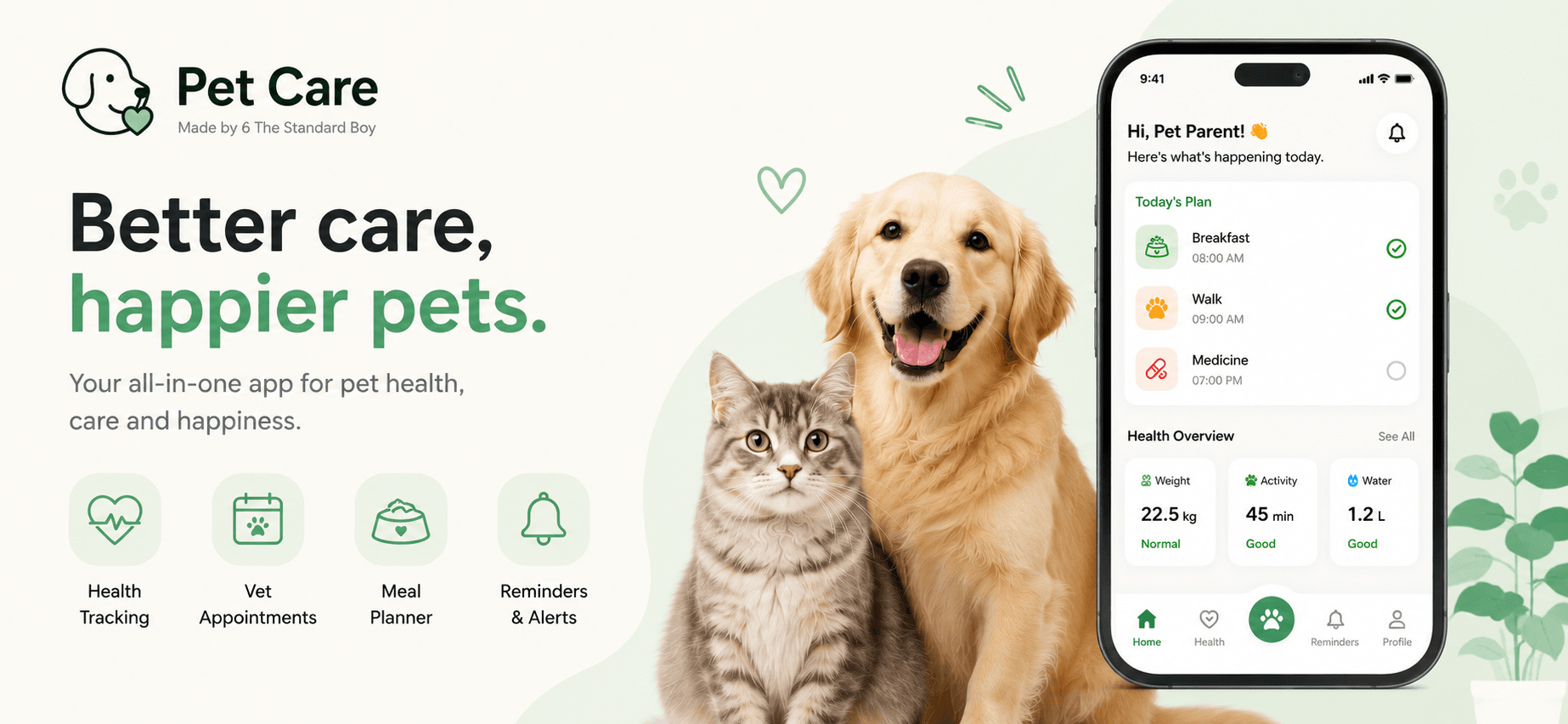 Pet Care Tracker app built in Flutter and Firebase by a ForSyntax student