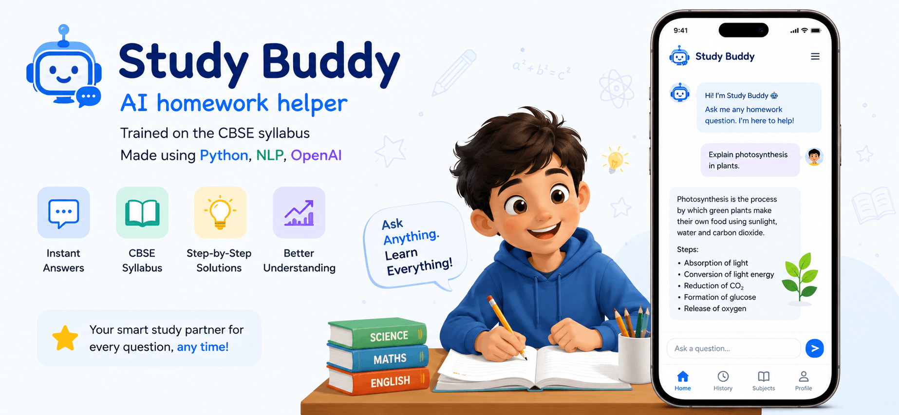 Study Buddy AI chatbot built in Python with OpenAI API by a ForSyntax student